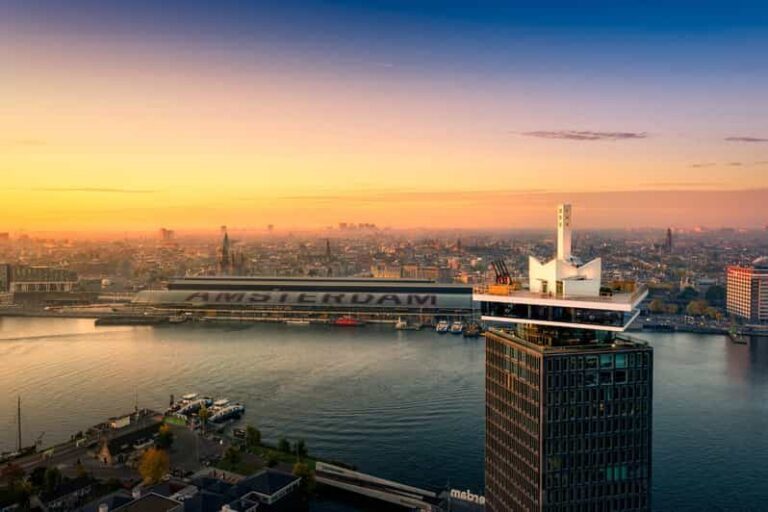 Amsterdam: A'DAM Lookout Entry Ticket with Burger - The Views: canals, the UNESCO core, the port, and the Dutch polder horizon