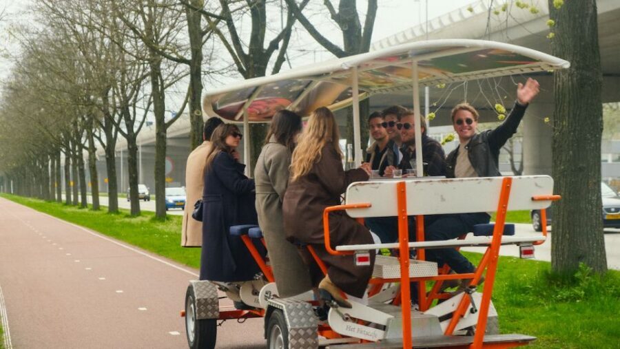 Amsterdam: Dutch Beer Bike Blast Tour with Onboard Bar - The short Coffeeshop Sloterdijk stop: quick shopping time