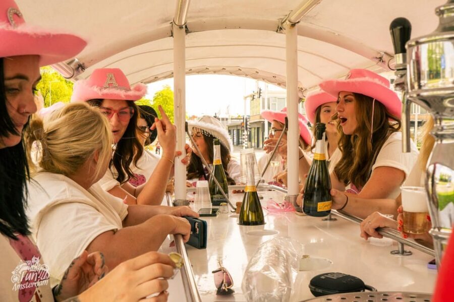 Amsterdam: Dutch Prosecco Party Bike - Guide and safety lighting: the difference between chaotic and fun