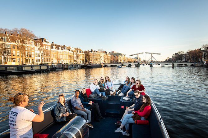 Amsterdam Open Boat Cruise with Live Guide and Two Drinks - One Hour of Amsterdam on an Electric Open-Air Boat